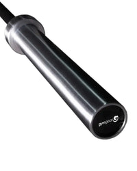 Silver-toned metal Gym Gear ladies Olympic lifting barbell with black rubber-coated ends for home workout use