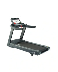 Black gym gear m8e entertainment premium motorised treadmill with digital display and handlebars for home gym uk use