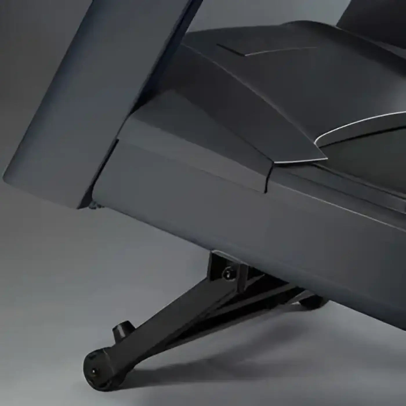 Black matte-finished gaming chair with sleek angular design and sturdy metal legs for gym gear m8e home gym uk