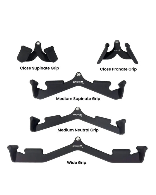 Gym gear max grip cable attachments set of 5 black metal barbell grip handles in various sizes and grips for home fitness