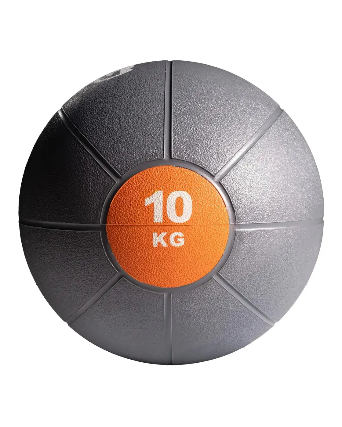 Gray and orange 10 kg textured surface gym gear medicine ball for home workout and strength training