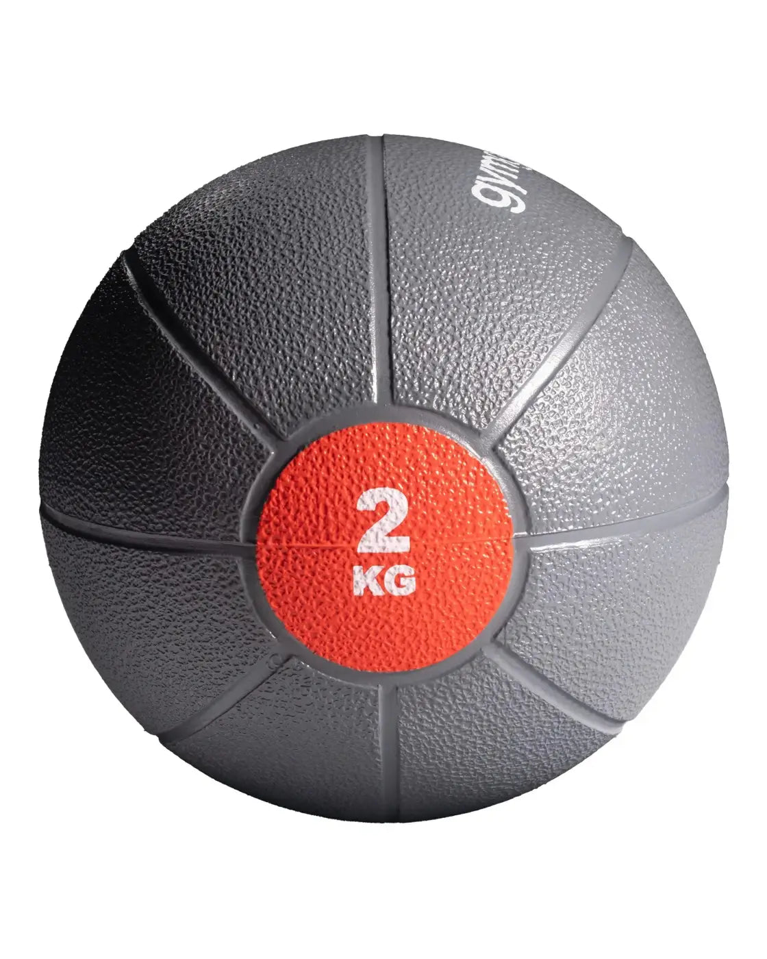 Gym Gear medicine ball 2 kg gray and black textured for home workout with bright orange weight label