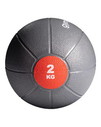 Gym Gear medicine ball 2 kg gray and black textured for home workout with bright orange weight label