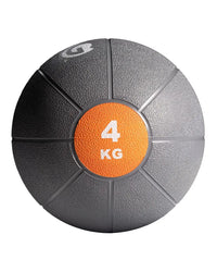 Gym Gear medicine ball gray and black textured with orange 4 kg label for home workout use