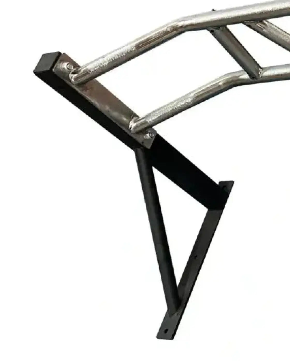 Silver metal gym gear multi grip chin up bar with black steel mounting bracket for home fitness use