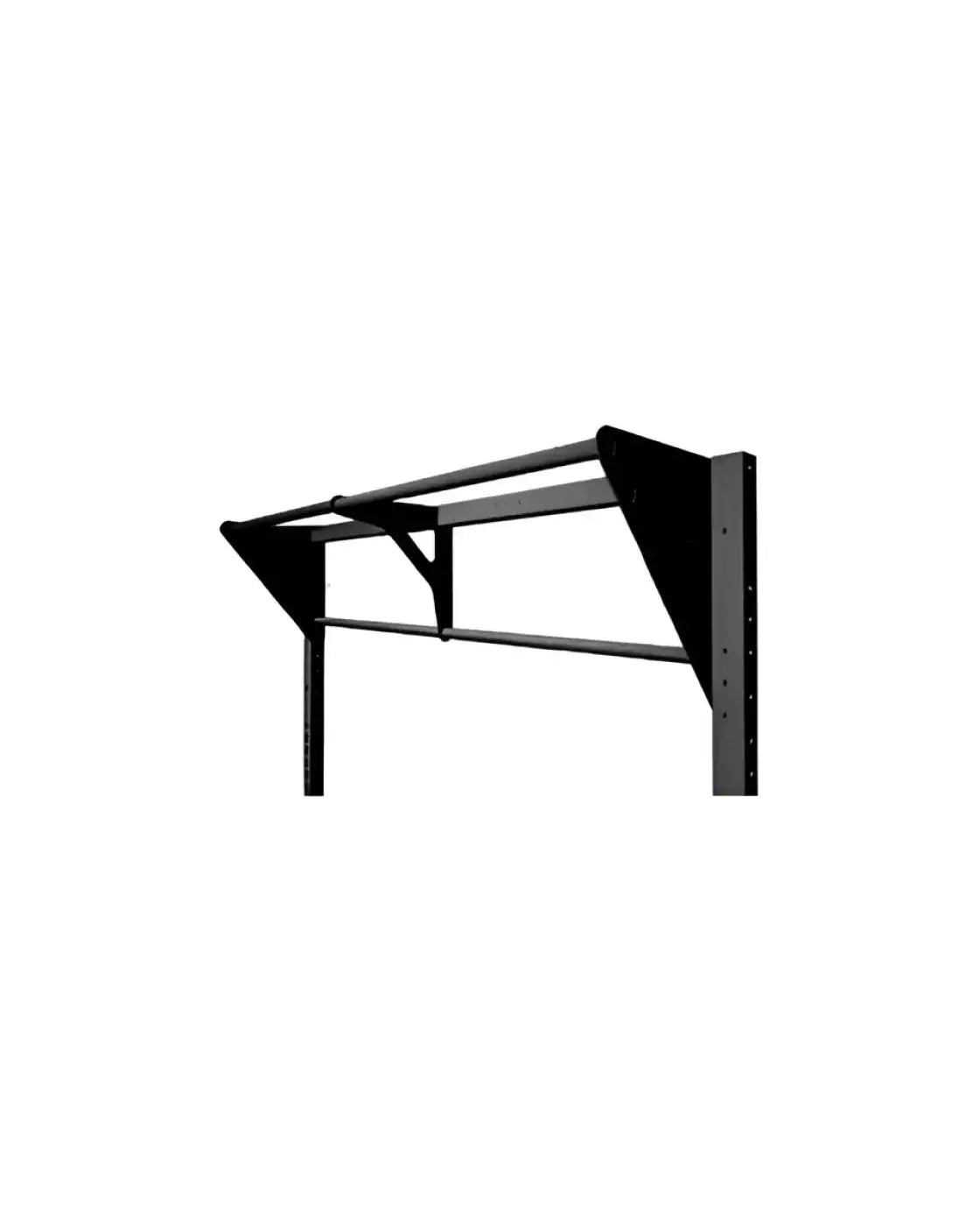 Black metal wall-mounted pull-up bar with angled support brackets gym gear offset pull up frame built for home use