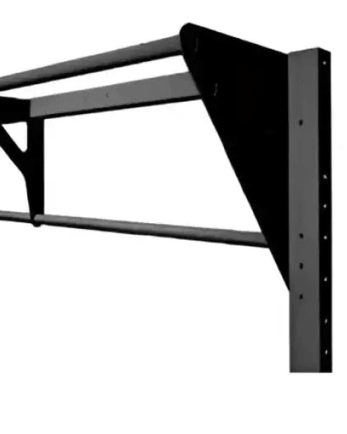 Black metal wall-mounted Gym Gear Offset pull up frame with sturdy triangular bracket for home use 168cm double bar