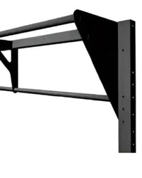 Black metal wall-mounted Gym Gear Offset pull up frame with sturdy triangular bracket for home use 168cm double bar