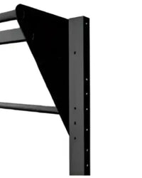 Black metal wall rack with angled support bracket and vertical mounting plate for gym gear offset pull up frame single 108cm