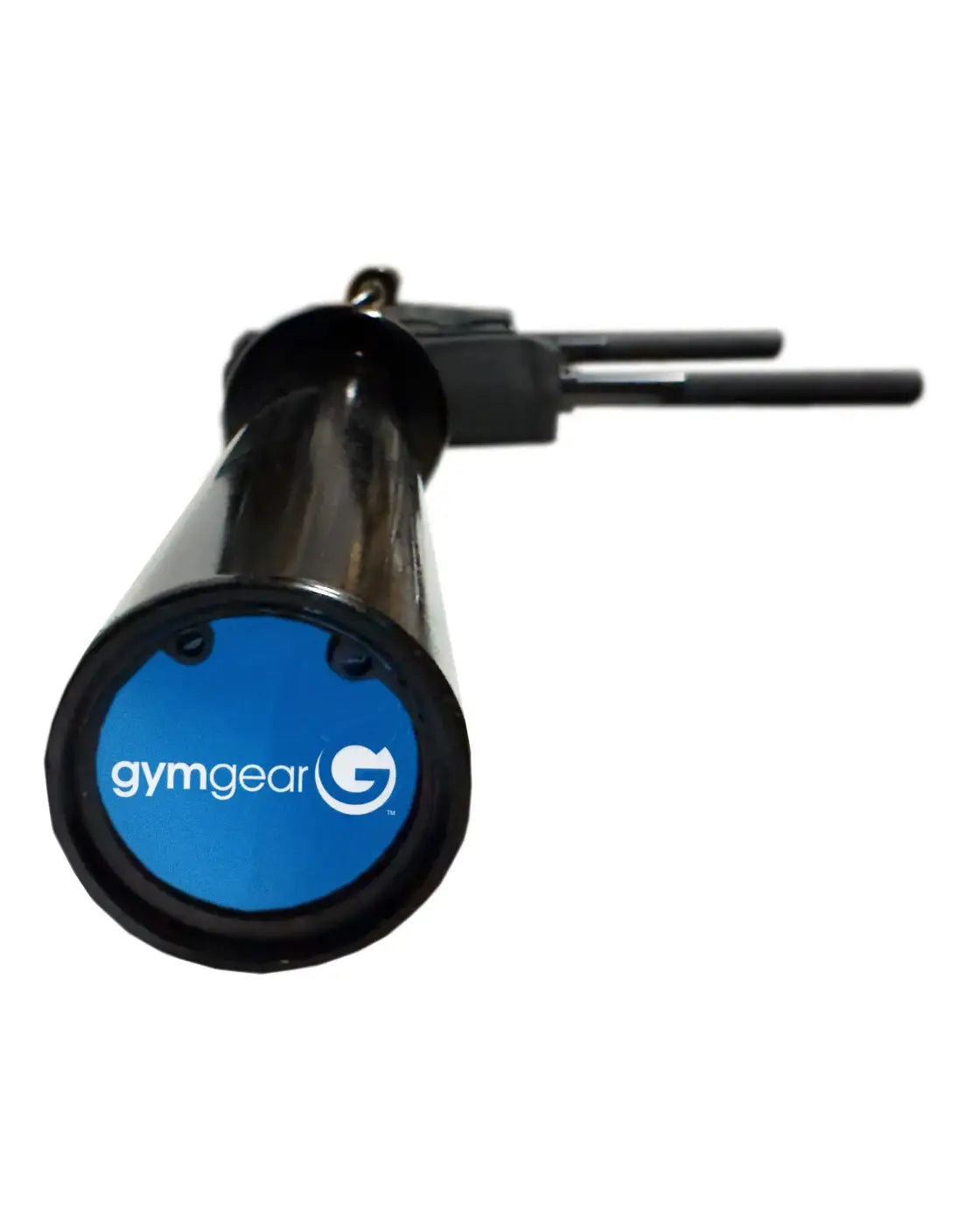 Black cylindrical gym gear weight with blue circular logo for gym gear olympic safety squat bar uk delivery