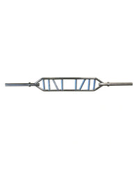 Silver chrome-finished gym gear Olympic Swiss barbell with v-shaped cage design and two cylindrical handles, UK delivery