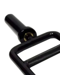 Black metal barbell collar with textured grip and gold-colored bolt for gym gear olympic tricep bar home use