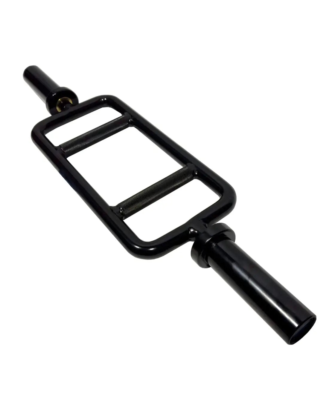 Black metal gym gear Olympic tricep bar with rectangular frame and textured grip bars for home use