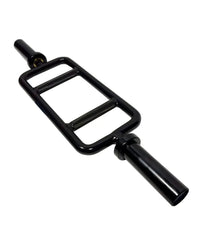 Black metal gym gear Olympic tricep bar with rectangular frame and textured grip bars for home use