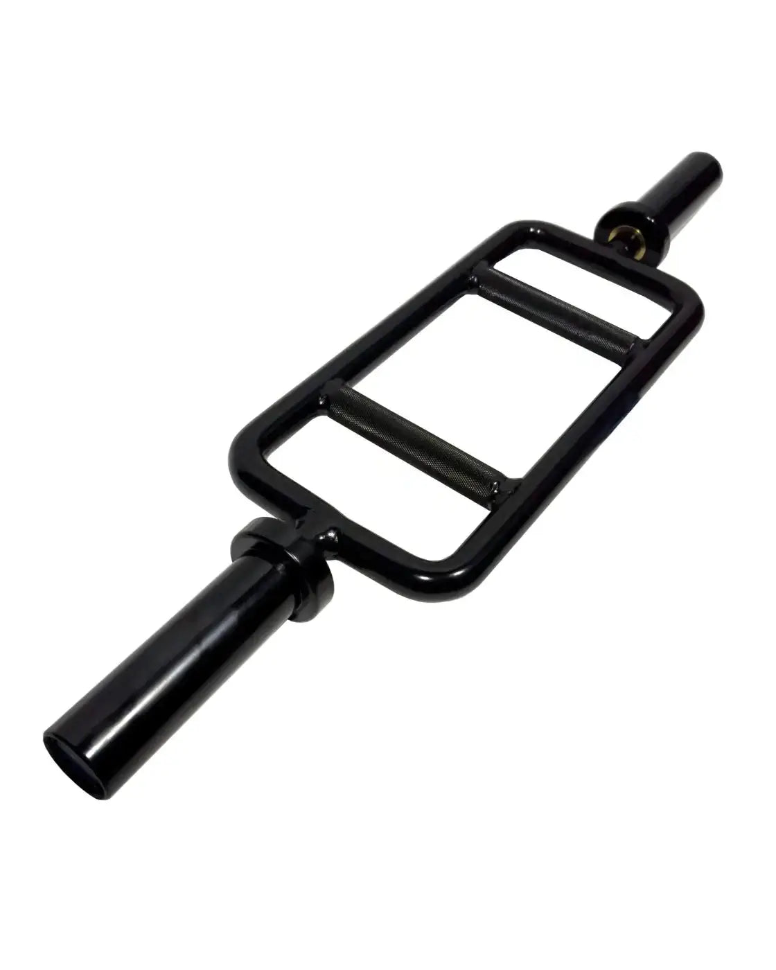 Gym Gear Olympic tricep bar black rubber-coated curl bar with rectangular frame and textured grips for home use