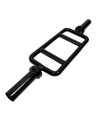 Gym Gear Olympic tricep bar black rubber-coated curl bar with rectangular frame and textured grips for home use