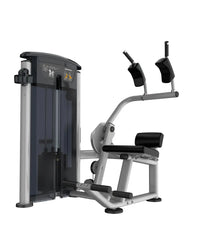 Silver and black gym gear perform series abdominal machine with padded handles, seat, and backrest for uk delivery