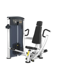 Silver and black Gym Gear Perform Series chest press machine with padded seat, adjustable handles, and weight stack for UK delivery