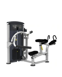Silver and black gym gear perform series glute machine with adjustable handles and padded seat for home use abdominal exercise