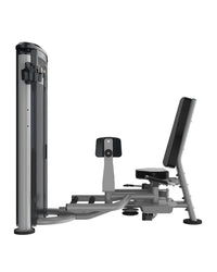 Silver and black sleek leg press machine from gym gear perform series for inner and outer thigh home fitness use