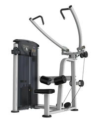 Silver and black cable crossover lat pulldown fixed machine with adjustable weight stacks for home use