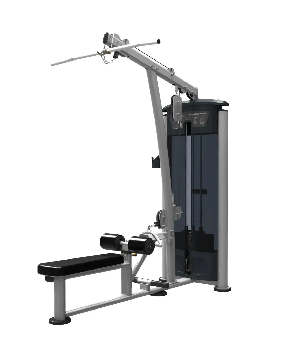 Silver and black gym gear perform series lat pulldown low row machine with padded bench and adjustable weights uk delivery
