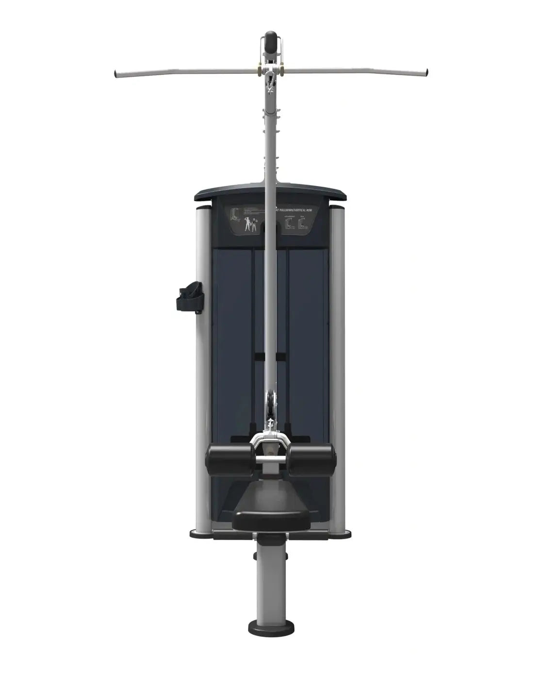 Silver and black gym gear perform series lat pulldown low row machine with vertical pole and adjustable seat for UK delivery
