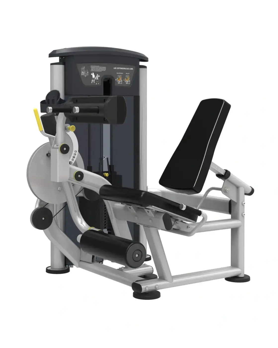 Silver and black Gym Gear Perform Series leg press machine with padded seat and foot platform for home fitness use