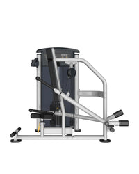Silver and black Savatier-20p cable crossover machine with adjustable handles and weight stack for gym gear perform series seated dip compact design