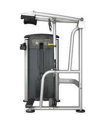 Silver and black gym gear perform series standing calf rotary cable machine with metal frame and adjustable resistance settings