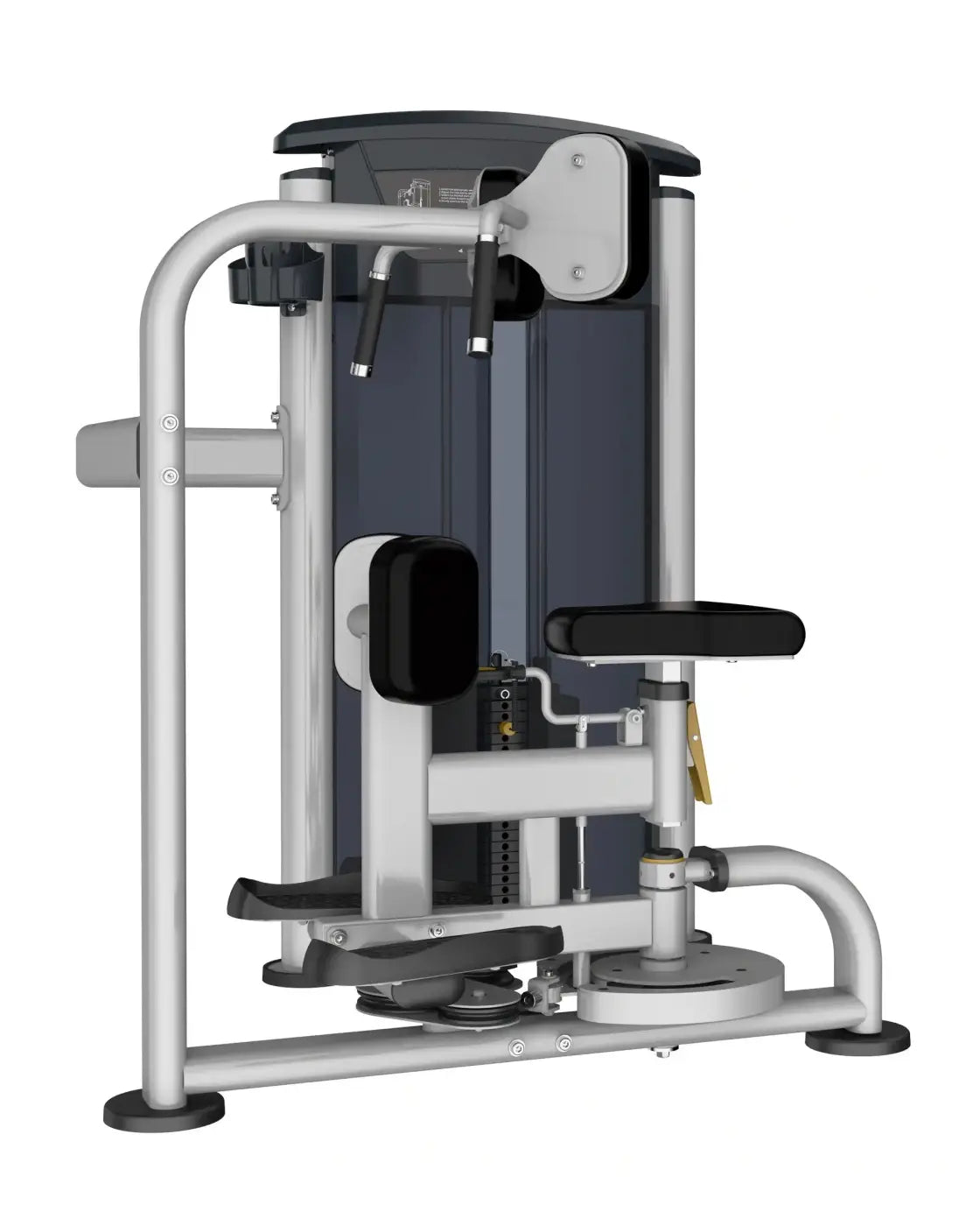 Silver and black commercial-grade Gym Gear Perform Series torso rotation cable machine with padded seat and handles for home training