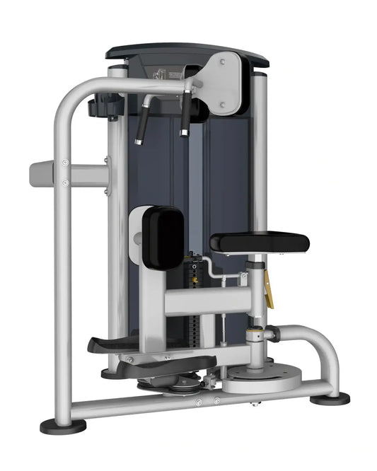 Silver and black commercial-grade Gym Gear Perform Series torso rotation cable machine with padded seat and handles for home training