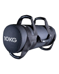 Black 10kg gym gear power bag with reinforced handles and durable fabric exterior for home workout use