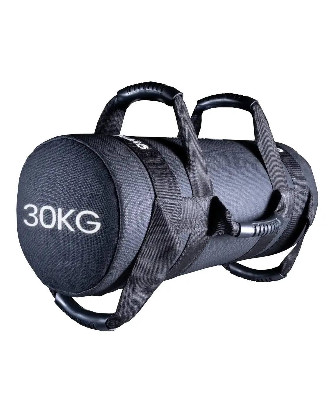 Black 30kg gym gear power bag with reinforced handles and durable fabric exterior for home workout use