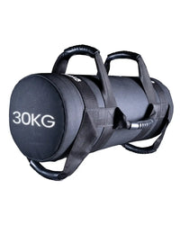 Black 30kg gym gear power bag with reinforced handles and durable fabric exterior for home workout use