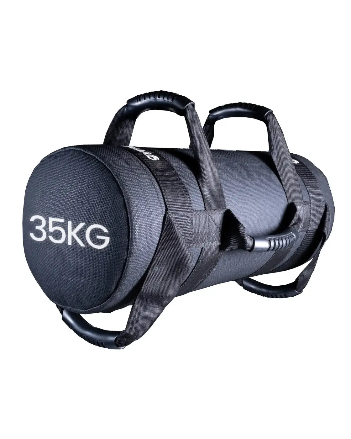 Black 35kg gym gear power bag with durable fabric and reinforced handles for home workout use