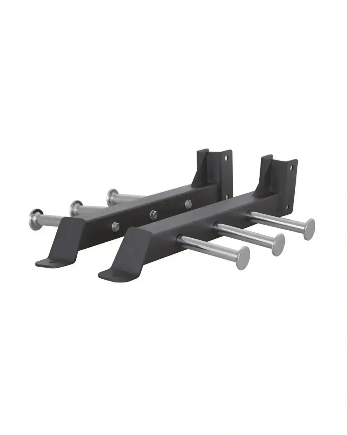 Black metal gym gear power band peg arms pair with four silver cylindrical bars and mounting brackets for uk delivery