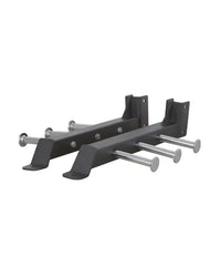 Black metal gym gear power band peg arms pair with four silver cylindrical bars and mounting brackets for uk delivery