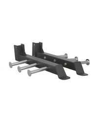 Black metal gym gear power band peg arms with four silver barbell pins and mounting brackets uk delivery