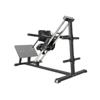 Black and silver metal gym gear pro plate loaded hack squat rack with adjustable weight plates for strength training