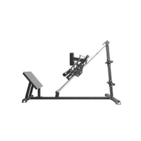 Black and silver metal gym gear pro plate loaded hack squat machine with adjustable weight plates for leg press exercises