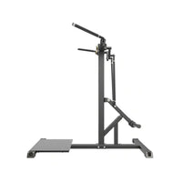 Black metal gym gear pro plate loaded standing chest fly weightlifting rack with adjustable barbell supports and flat base
