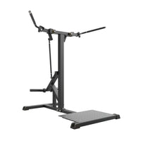 Black metal power rack with adjustable handles and platform base for gym gear pro plate loaded standing chest fly