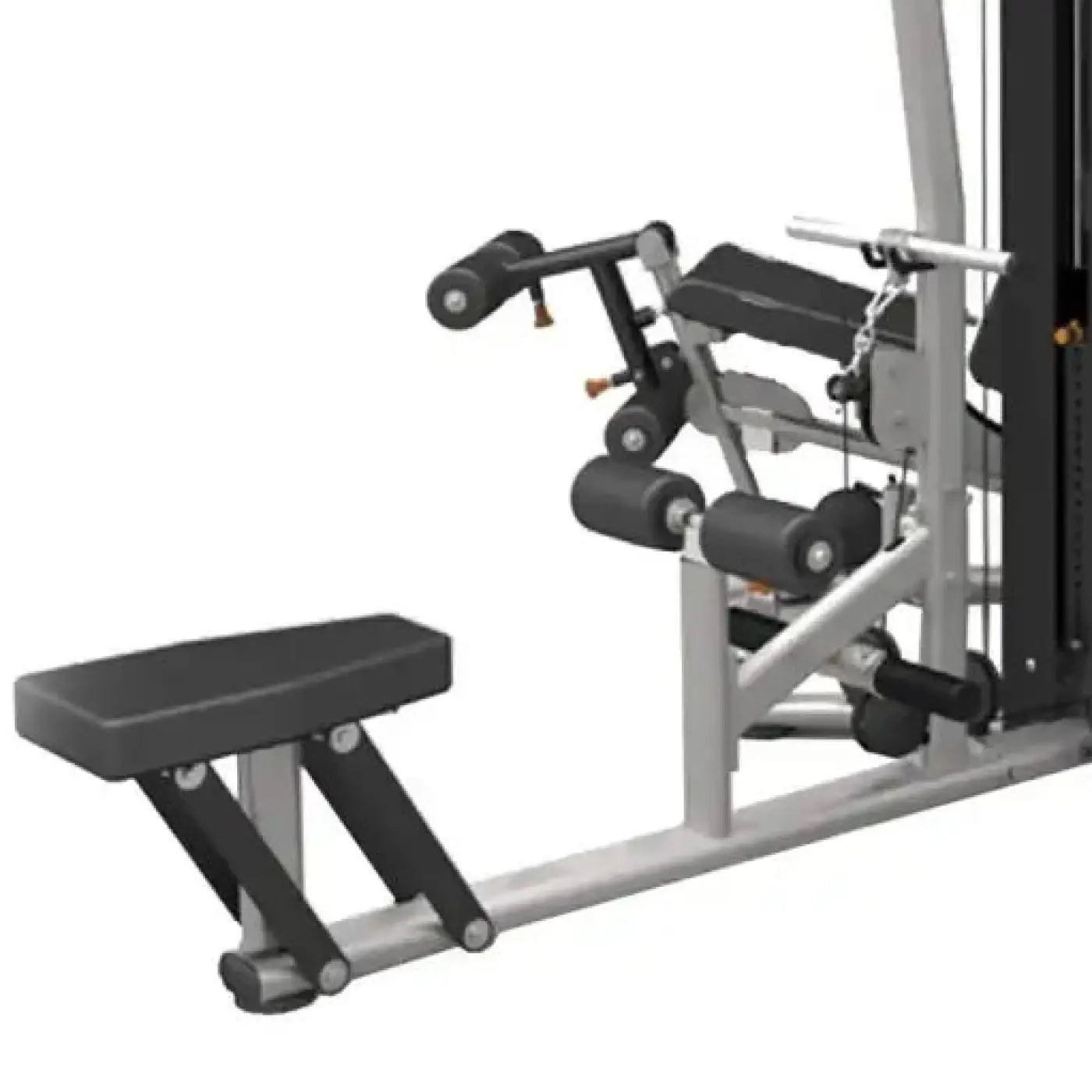Gym Gear Pro Series 3 Station Multi Gym in silver and black with padded seat, adjustable weights, and cable attachments