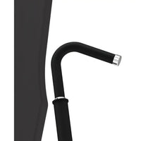 Black curved handle with silver metallic caps on gym gear pro series chest press for enhanced grip and durability