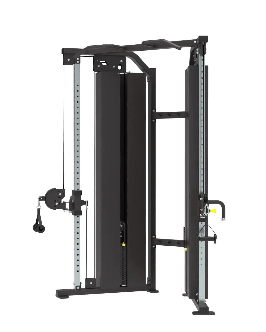 Gym Gear Pro Series dual adjustable pulley plus cable machine in black and silver with adjustable weight stacks for home fitness