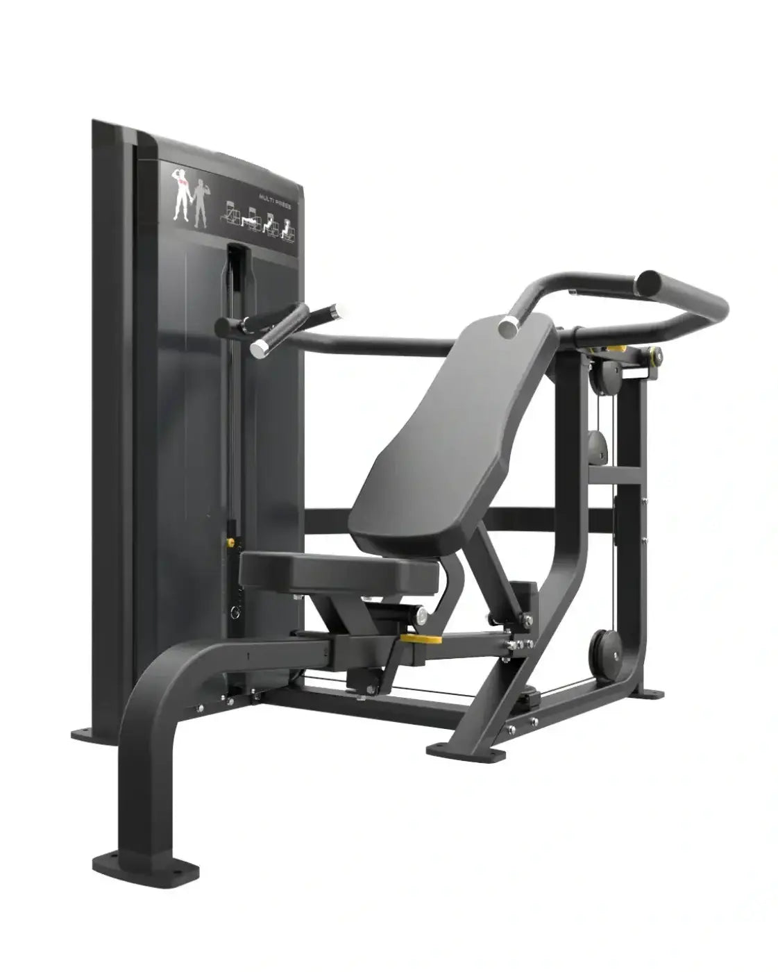 Gym Gear Pro Series multi press black metal and plastic adjustable incline chest press machine with padded seat and backrest