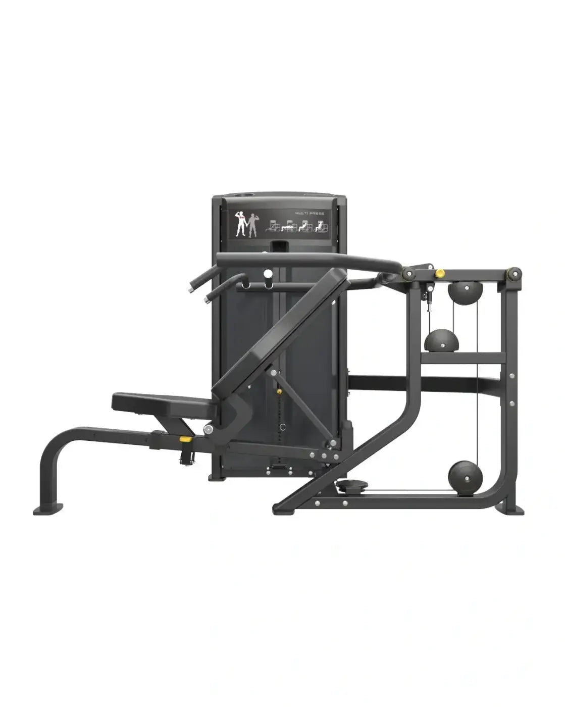 Black metal Gym Gear Pro Series multi press with adjustable bench and weight stack for home workout use