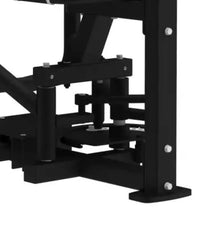 Black metal weight bench frame with silver bolts and adjustable components for Gym Gear Pro Series outer thigh home fitness