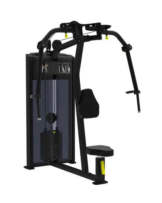 Black and yellow gym gear pro series pec fly rear delt machine with sleek modern design for home training